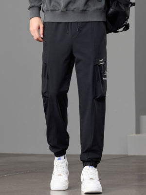 Men's Casual Cargo Joggers in tan with pocketed