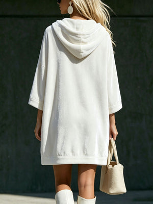 100% polyester Care instructions: Machine wash cold hoodie dress in White with relaxed silhouette