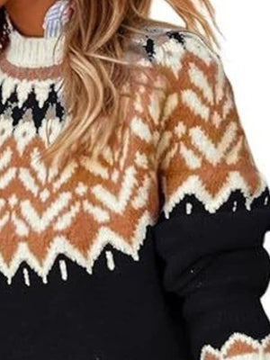 pullover sweater in Blue with plus-size and hip-length