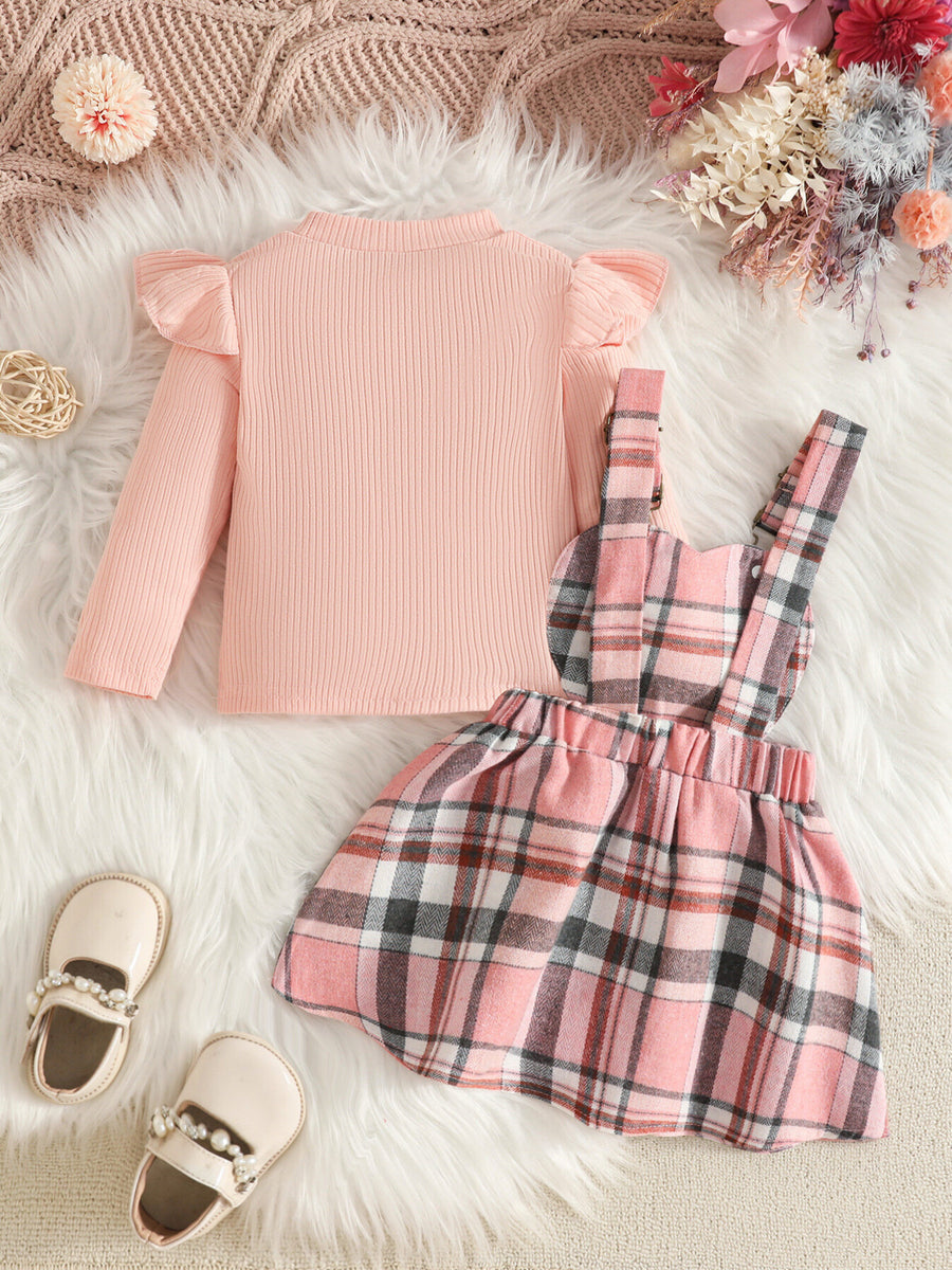 skirt set in Apricot Color with ribbed and hip-length, knee-length