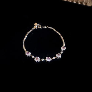 Copper Zircon Geometric Bracelet in White with zircon embellishment