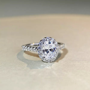 1.5 Carat Moissanite 925 Sterling Silver Oval Ring in silver with oval cut moissanite