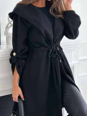 modern coat in Black with hooded