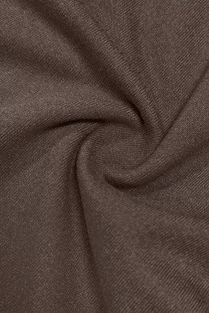 Coffee Brown, Layered Long Sleeve V-neck Mini Dress in Coffee Brown
