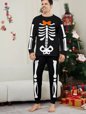 novelty pajama set in black with crew neck