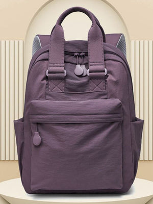 Mini purple Oxford cloth backpack with front pocket and side pockets