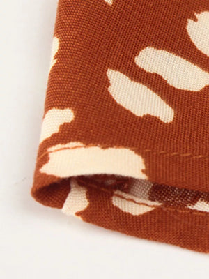 Orange Chic Animal Print Midi Dress With Tied Waist