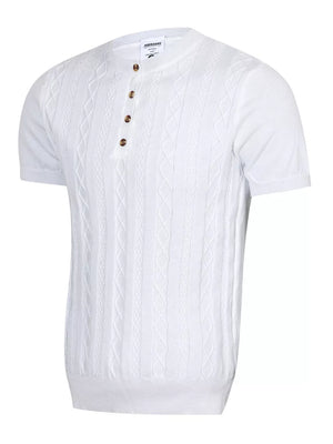 Men's Cable Knit Short Sleeve Top in Khaki