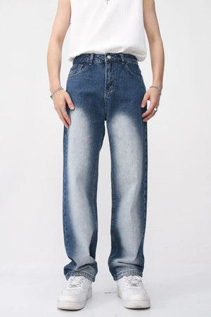 Baggy jeans in medium faded wash denim with a relaxed fit.