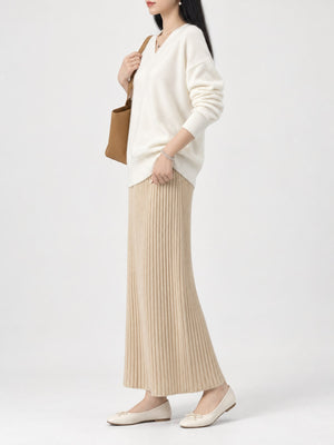Wrap-Front Long Sleeve Sweater in Camel with crisscross