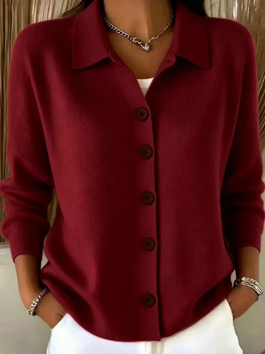 Navy Blue Button-up Long Sleeve Cardigan