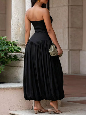 pale yellow loose jumpsuit with strapless