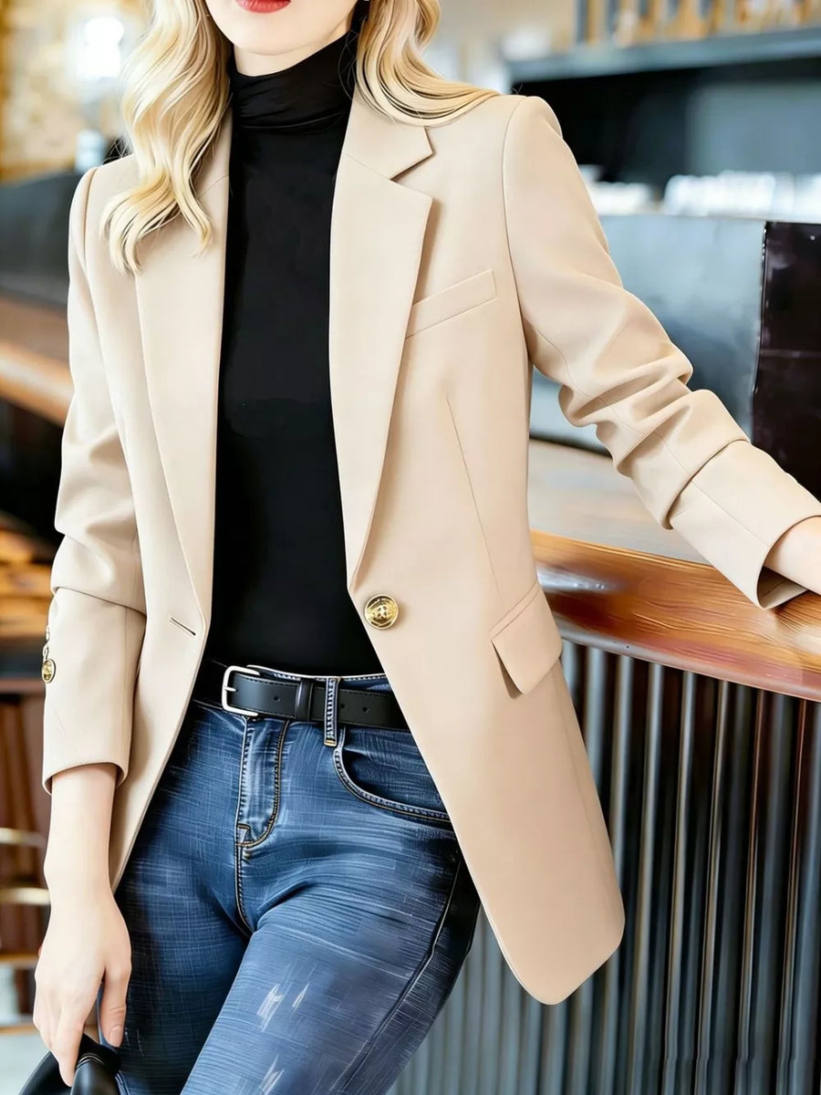 Orange fitted blazer with notch lapel
