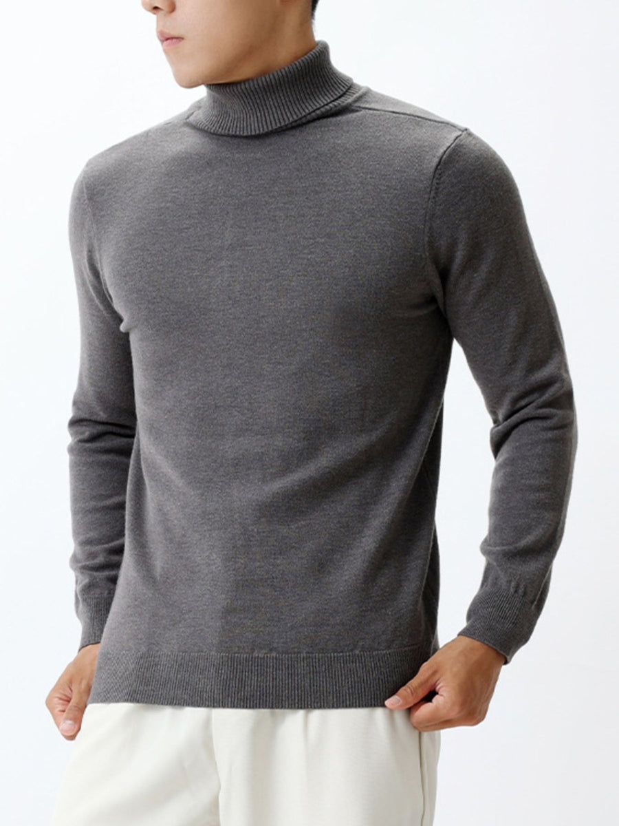 classic turtleneck sweater in Brown with turtleneck