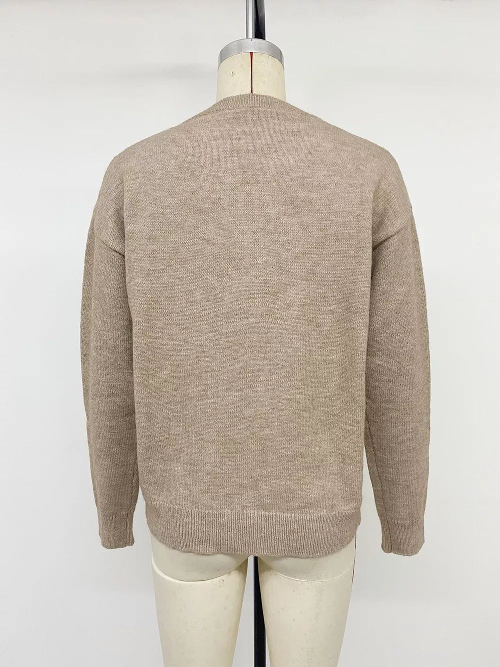 Dropped Shoulder Long Sleeve Sweater in Khaki, view 13