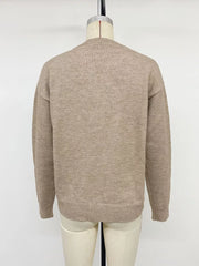 Dropped Shoulder Long Sleeve Sweater in Khaki, view 13