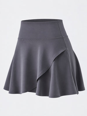 High-Waisted Flared Athletic Skirt in Black - Leg-Lengthening with high-waisted