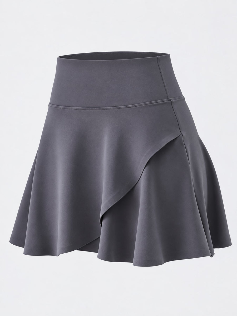High-Waisted Flared Athletic Skirt in Black - Leg-Lengthening with high-waisted