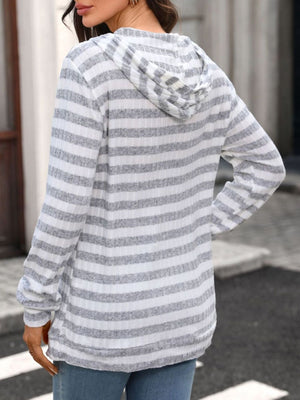 athleisure pullover hoodie in Apricot White Stripes with hooded