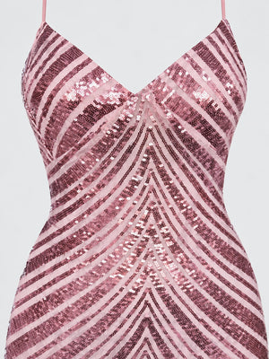 bodycon dress in Pink with sequin and mini
