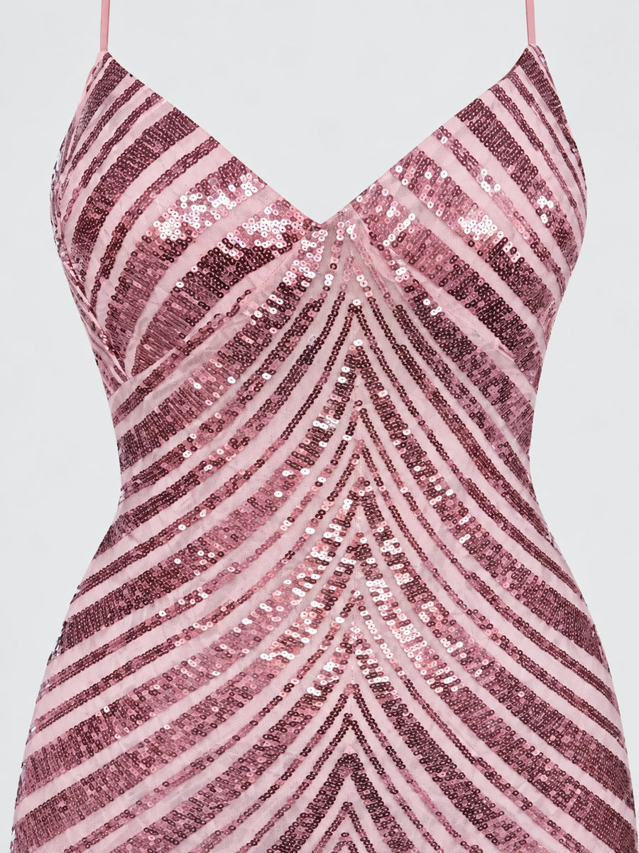 bodycon dress in Pink with sequin and mini