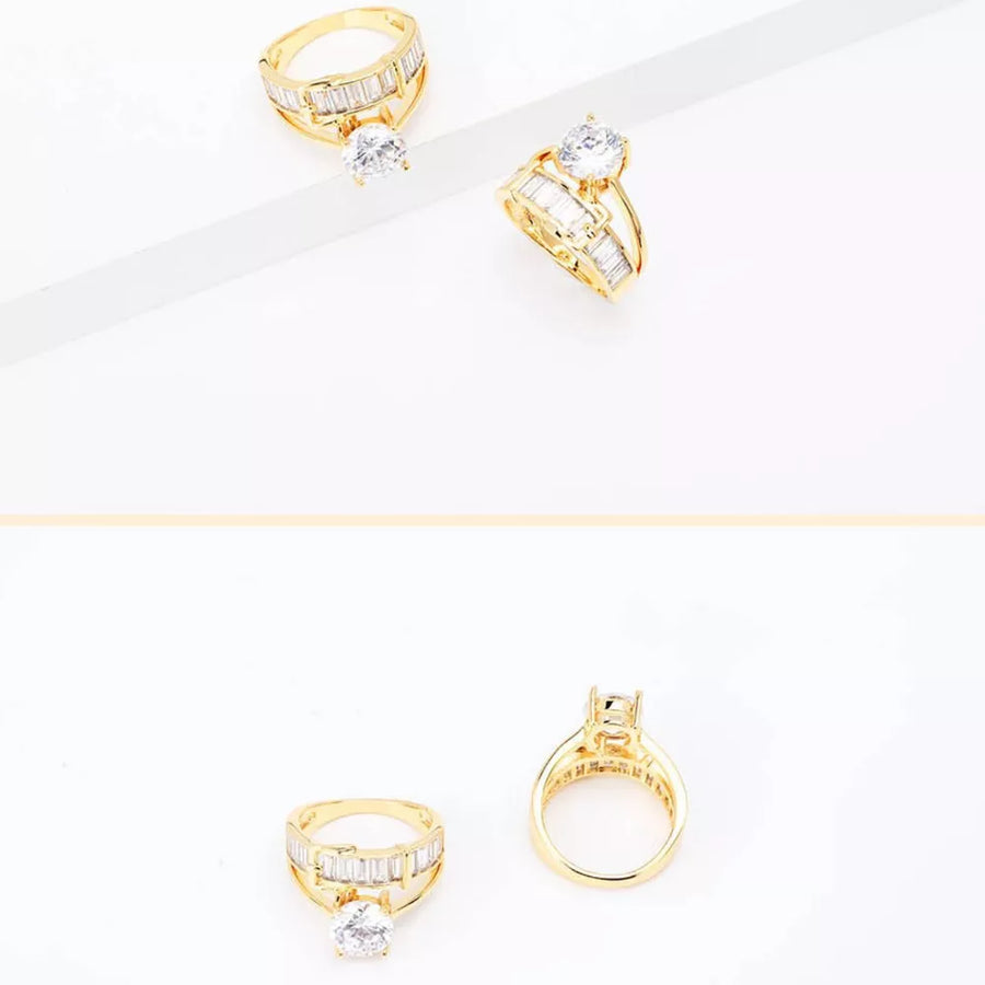 18K Gold-Plated, Copper, Zircon Care instructions: Avoid wearing during exercise ring in Gold with straight silhouette