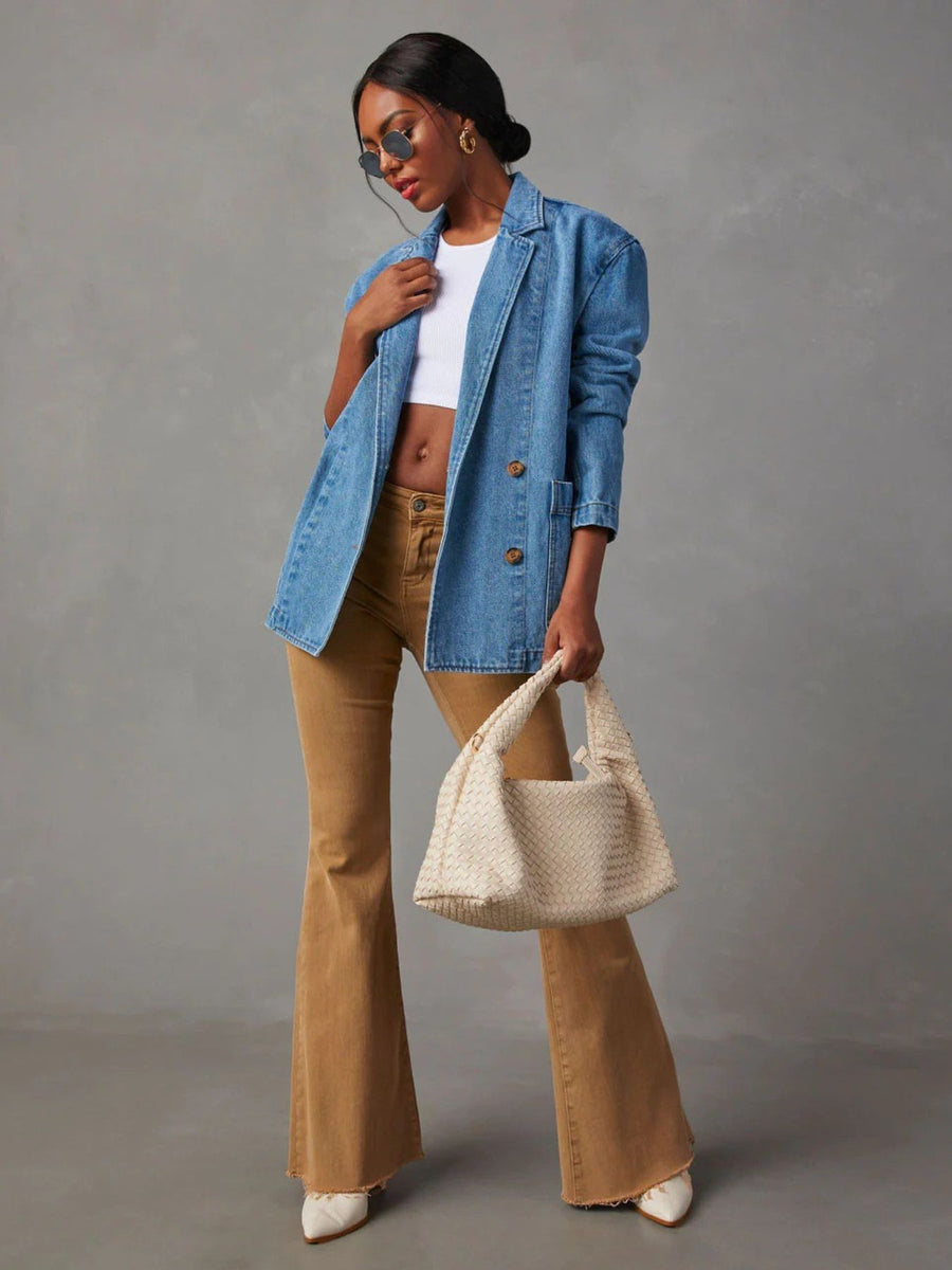 classic blazer in Light Blue with notch lapel