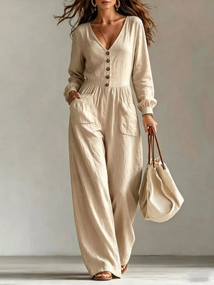 100% polyester Care instructions: Machine wash cold jumpsuit in Dusty Pink with relaxed silhouette