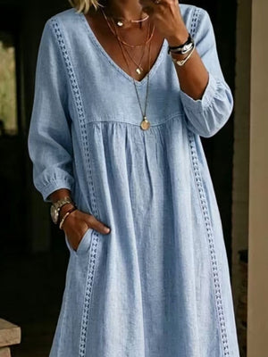 100% polyester Care instructions: Machine wash cold midi dress in White with A-line silhouette