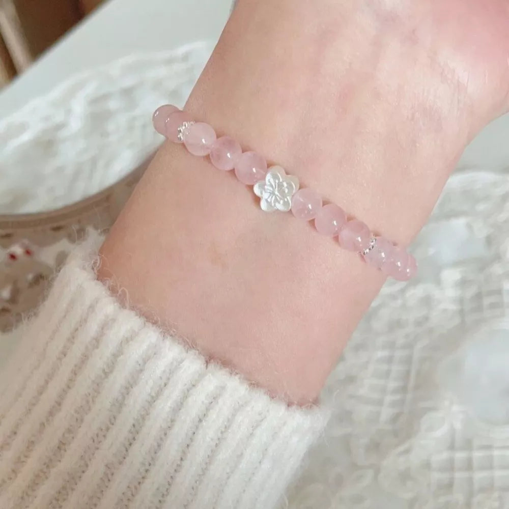 bracelet in blush pink featuring beaded and straight fit