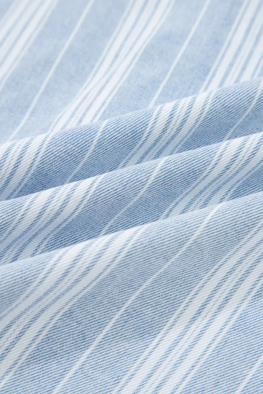 Relaxed Stripe Denim Shacket With Pockets