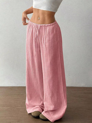 Wide-leg Drawstring Cotton Pants, view 15