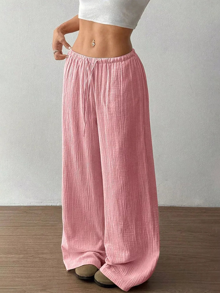 Wide-leg Drawstring Cotton Pants, view 15