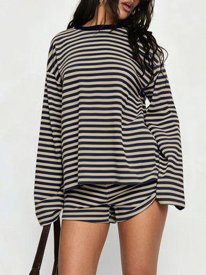 pajama set featuring striped in Light Blue with 95% viscose, 5% elastane Care instructions: Machine wash cold texture