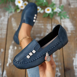 PU Leather, Rubber Imported Size &amp slip-ons in Dark Blue with regular silhouette