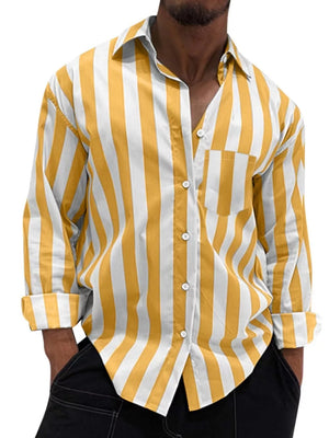 Pink Men's Button Up Long Sleeve Shirt