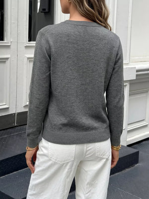charcoal cardigan with stretch and long sleeve