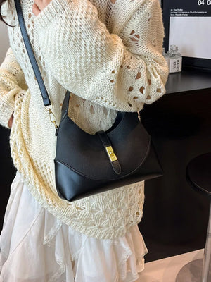 Black with Pu Leather Crossbody Bag in Black