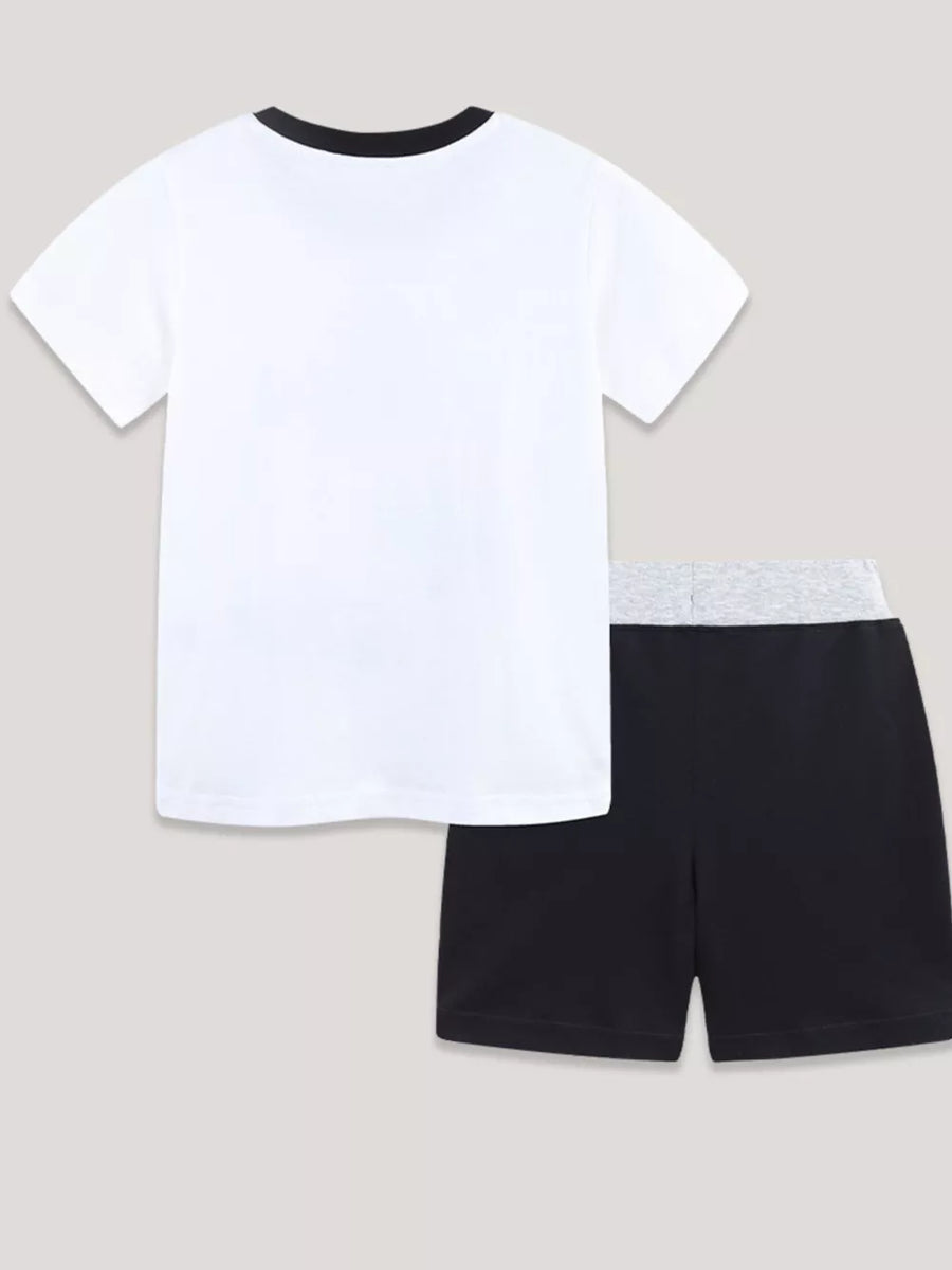 Toddler black and white airplane print t-shirt and shorts set
