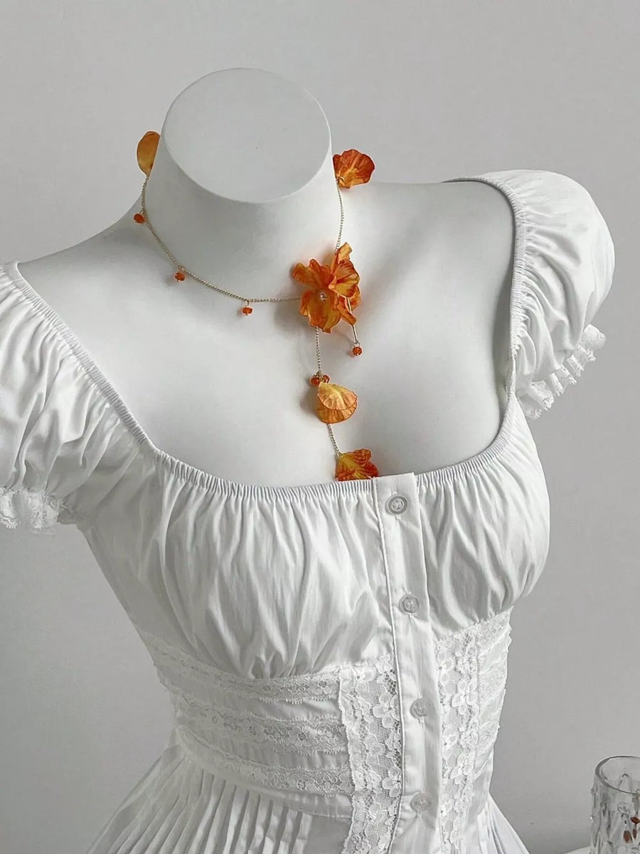 Lace Button Up Short Sleeve Shirt option 3