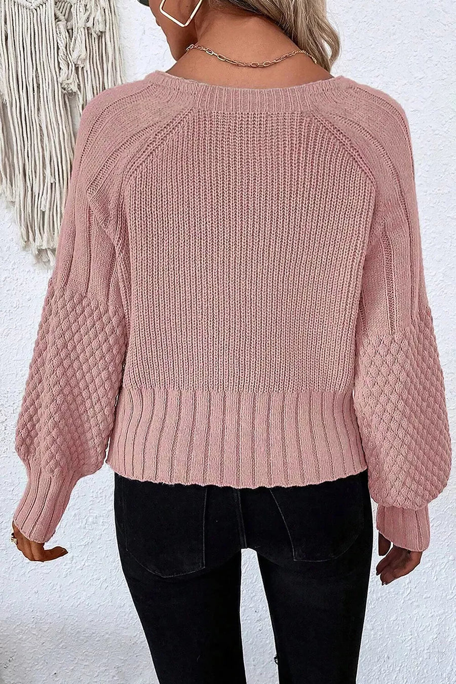Dusty Pink cardigan with waist-length and button-front