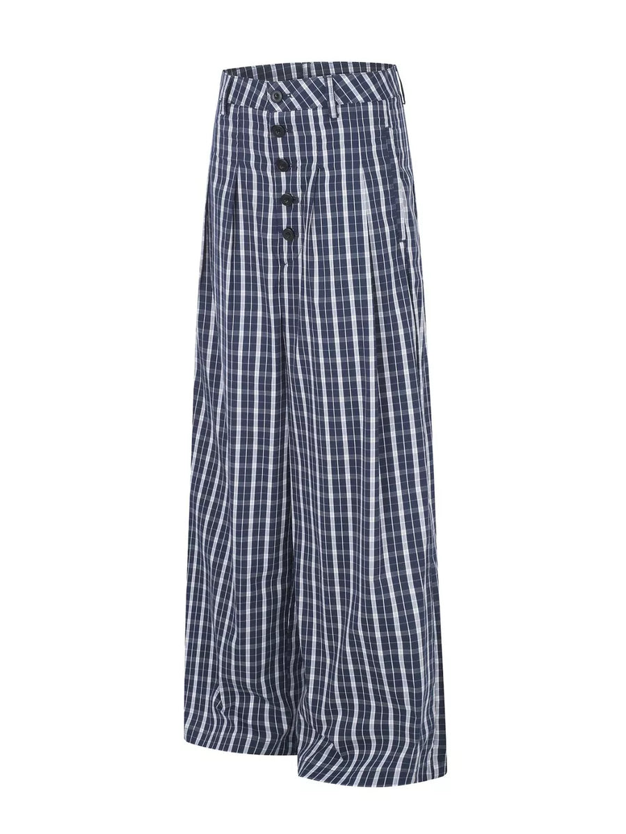 Men's Wide Leg Plaid Button-front Pants in this colorway