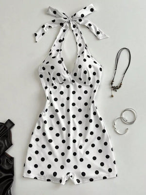 Polka Dot Halter Neck Romper option 5