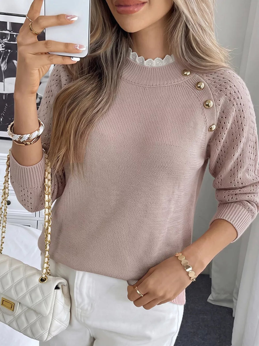 100% polyester Care instructions: Machine wash cold mock neck sweater in blush pink with regular silhouette