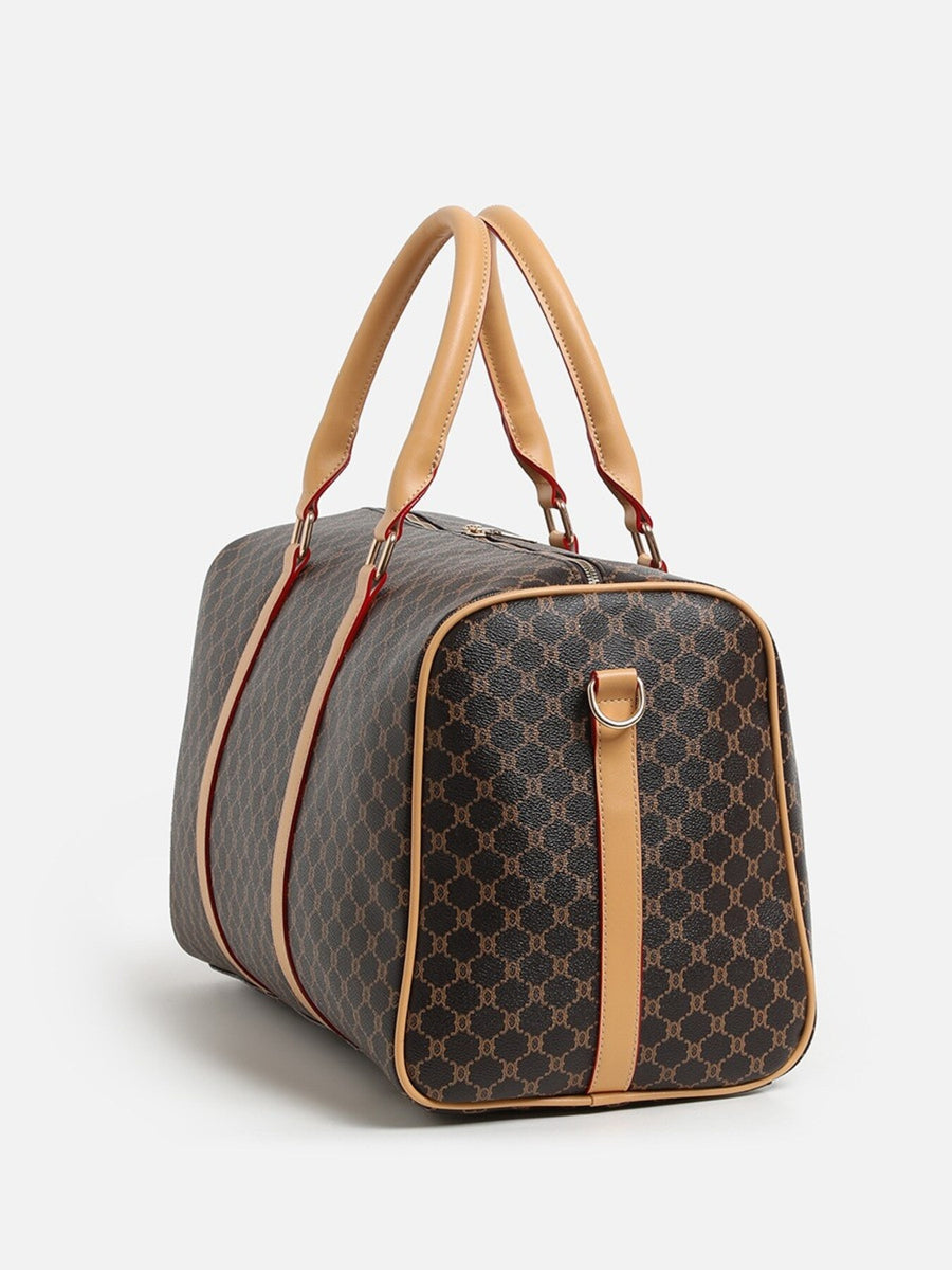 duffle bag featuring geometric in tan with PU Leather Imported Size &amp texture