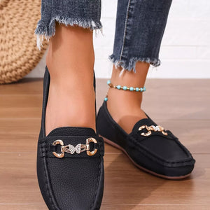 White flat loafers with not applicable