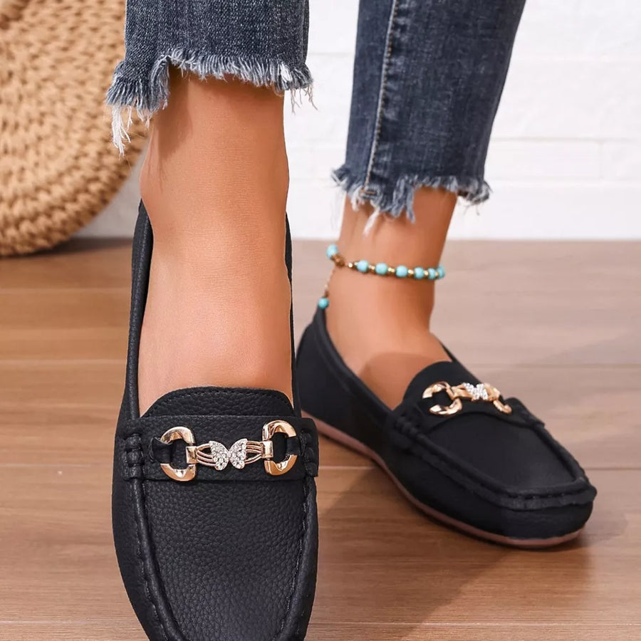 White flat loafers with not applicable