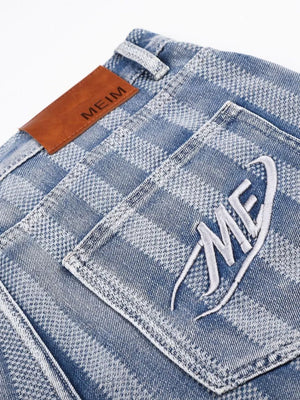 Men's Stripe Wide Leg Denim Capris option 7