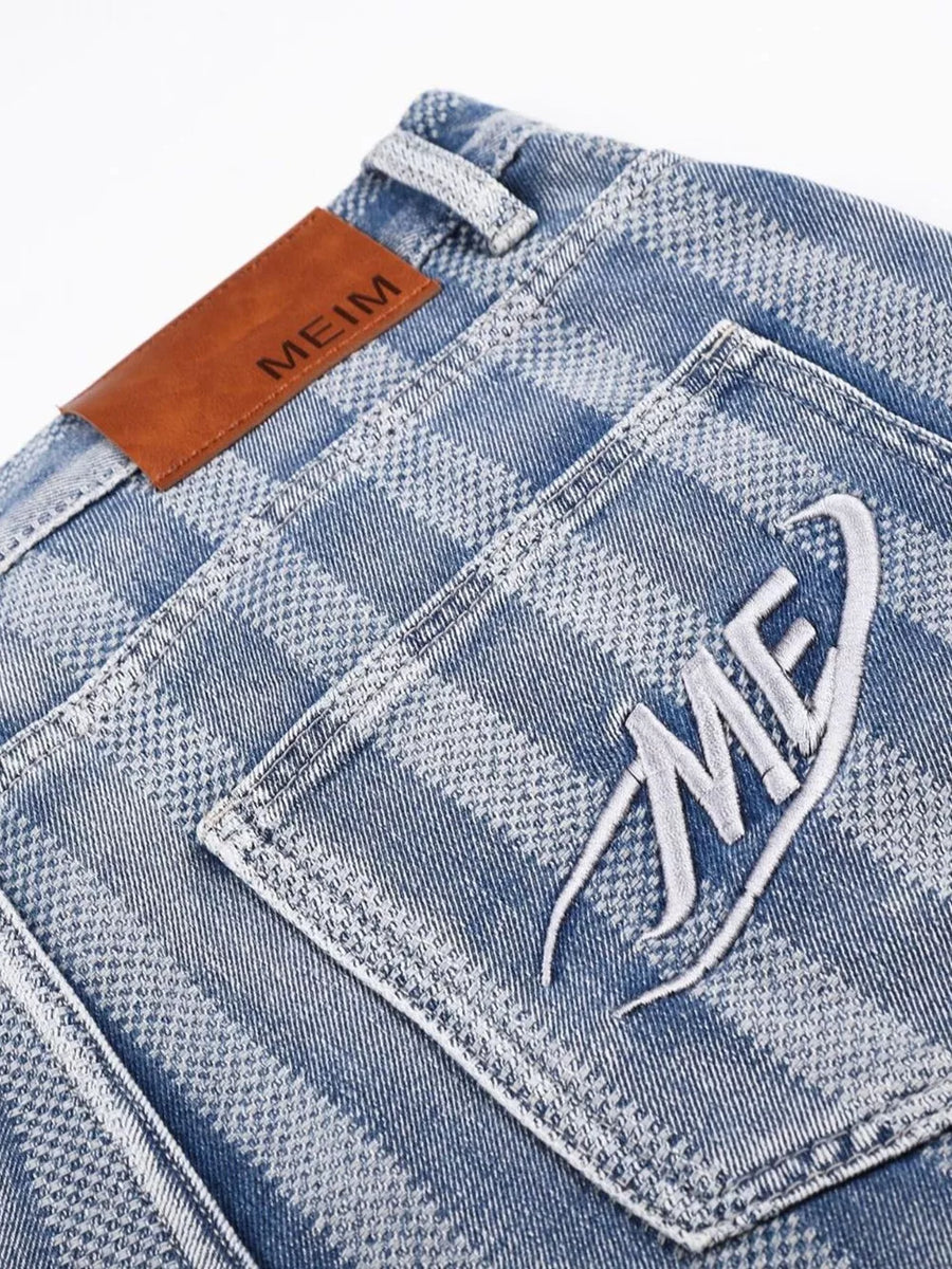 Men's Stripe Wide Leg Denim Capris option 7