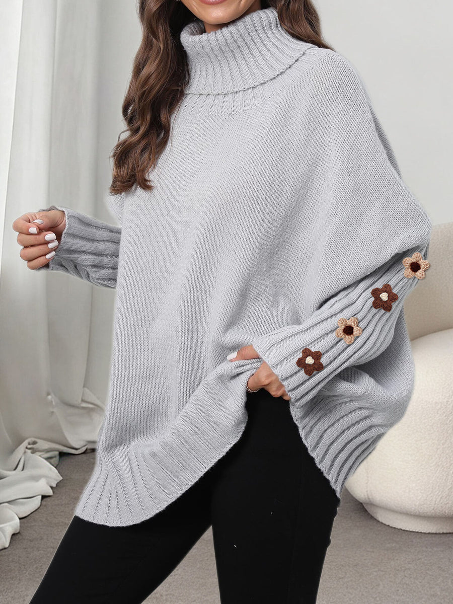 turtleneck sweater in Navy Blue with ribbed and tunic-length